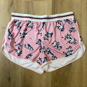 XPBX Pro Pink & Floral Printed Athletic Shorts in Size Medium